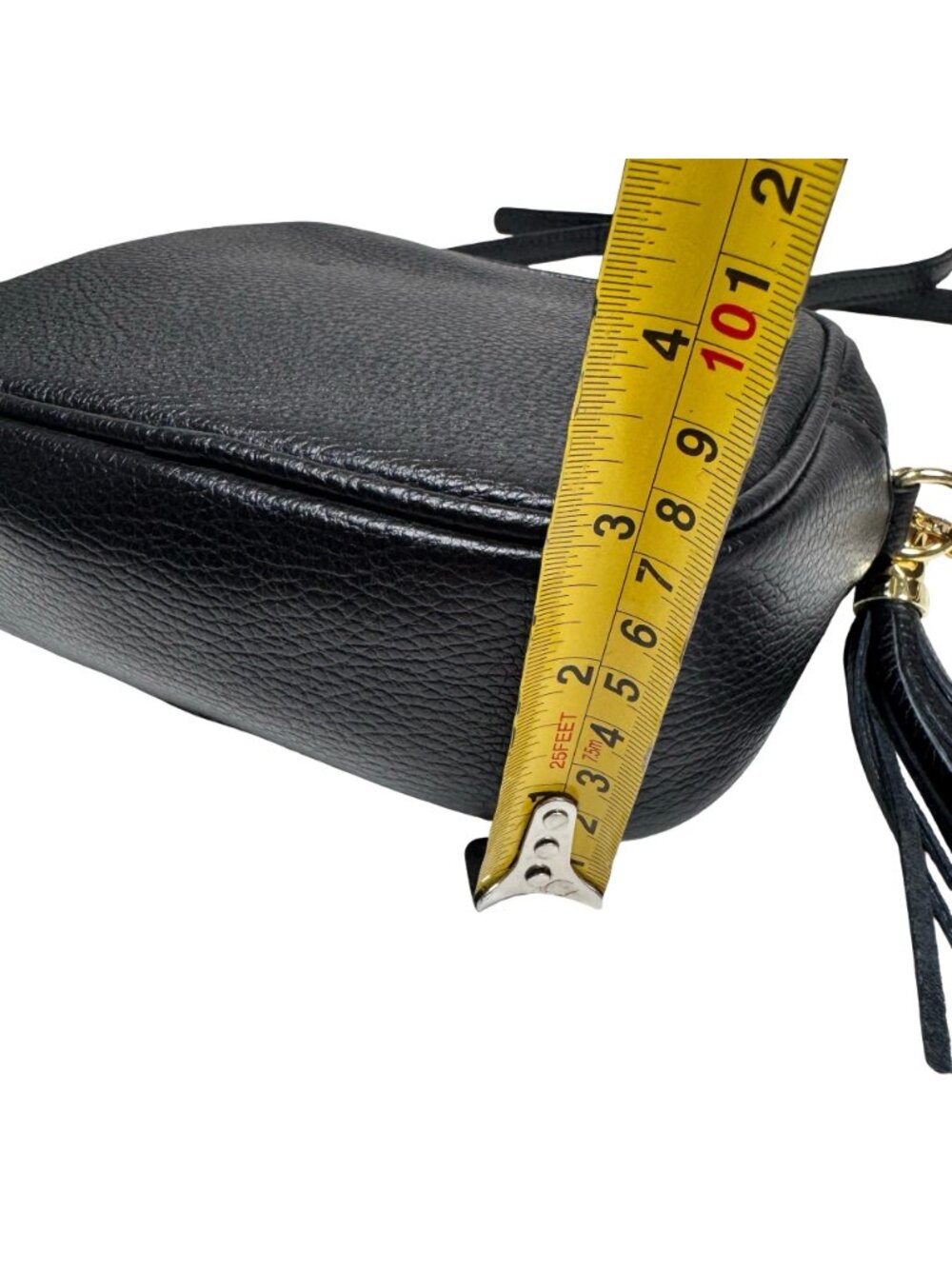 Borse in Pelle Italian Leather Crossbody Camera Bag Black Tassel Preppy - Picture 13 of 16